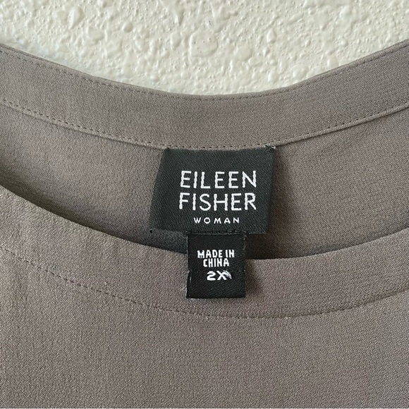 Eileen Fisher 100% Silk Shell Tank Top Gray Brown Size 2X Office Luxury Neutral - Picture 4 of 6